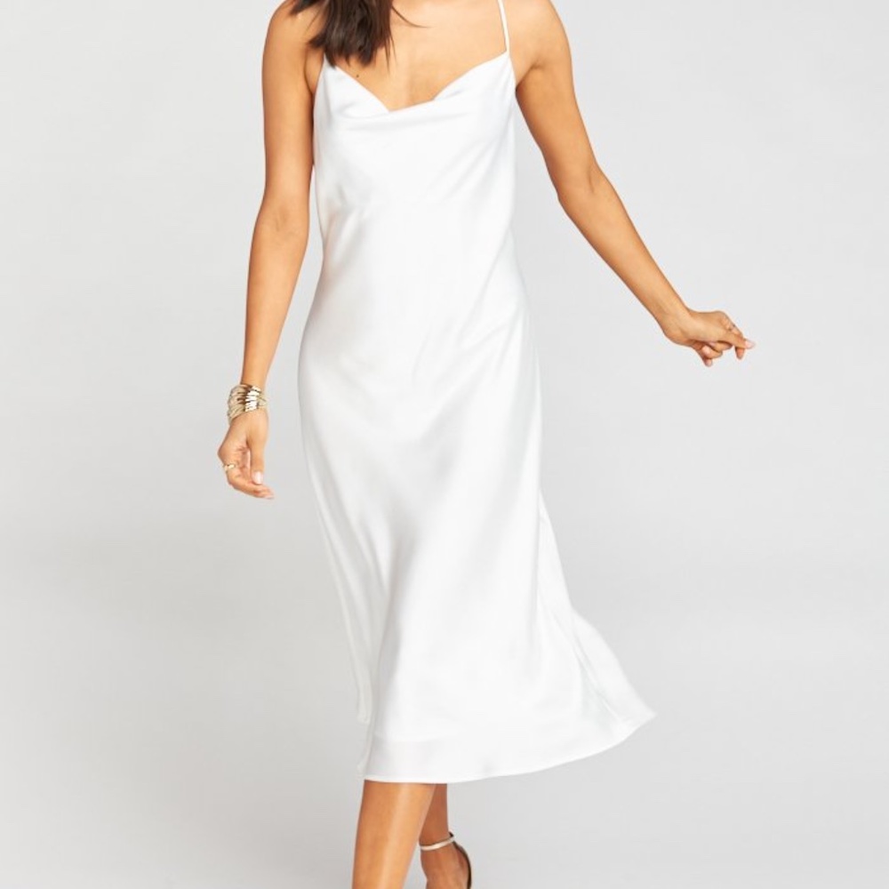 Show Me Your Mumu Ivory Satin Verona Cowl Dress